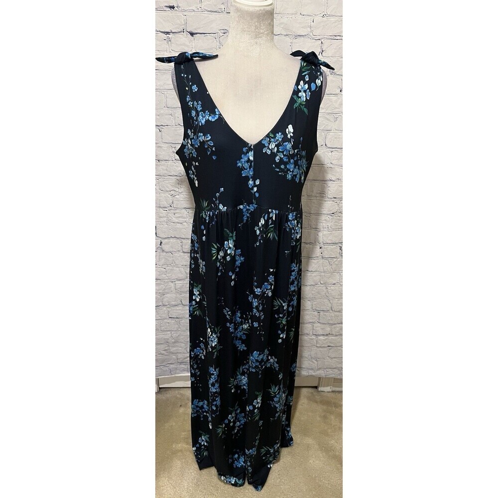 Tahari V-Neck Sleeveless Floral Print Poly/spandex Blend Maxi Dress Size 10